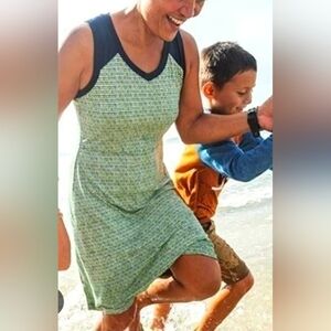 NWOT | Title Nine Green And Navy Blue Mini Flare Dress | Size XS | Mesh